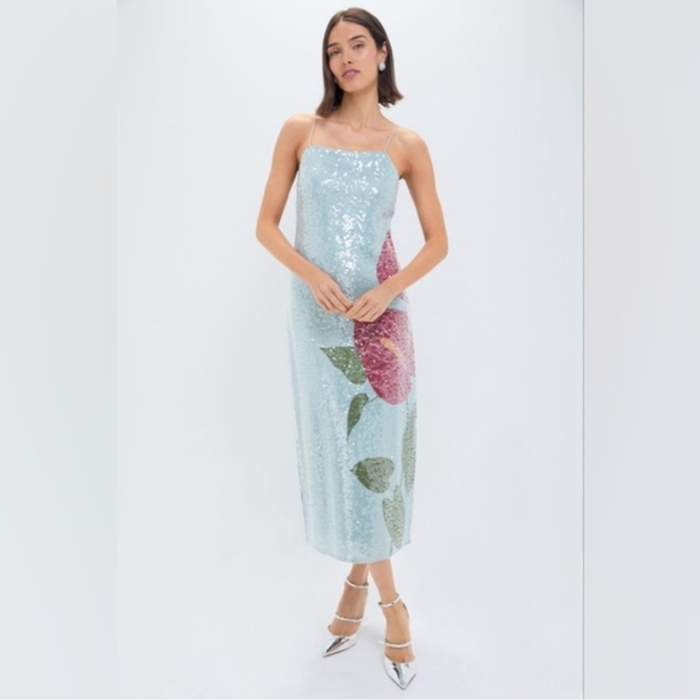 FARM Rio Mint Sequin Maxi Dress with Pink Floral - Picture 9 of 10